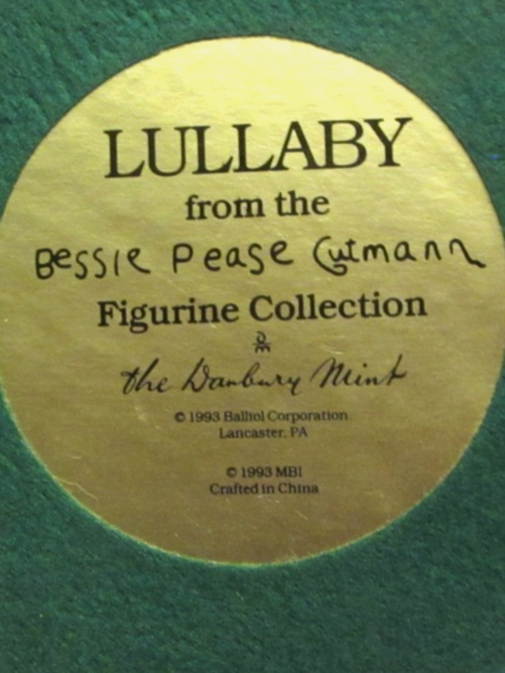LULLABY FROM BESSIE PEASE CUTMANN FIGURE COLLECTION